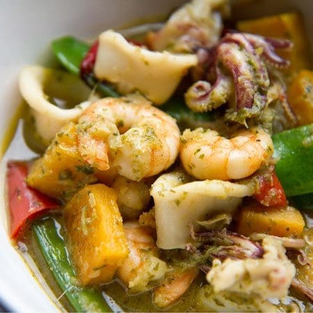Green Thai Curry with Prawn, Squid and Butternut Squash