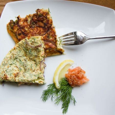 Smoled Salmon, Dill, and Red Onion Omelette