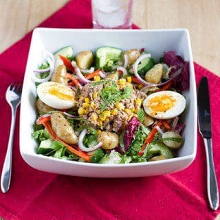 Salade Nicoise with warm Anya potatoes