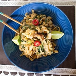 Seafood Char Kuey Teow with Spinach
