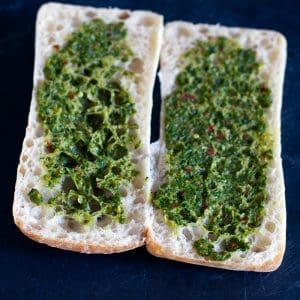 Chimichurri Tuna Melt Panini with spreaded Chimichurri Sauce
